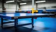 Blue and smooth surface table tennis table with tight black net