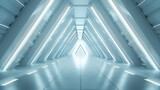 Fototapeta Do przedpokoju - Empty Long Light Corridor, Modern White Background, Minimalist Interior Design and Generative AI
