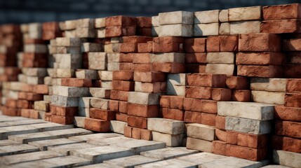 various types of brick blocks stacked together,