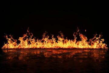 Fire flames on a black background, an abstract concept of passion and energy