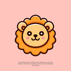 Wall Mural - cute lion head logo design template