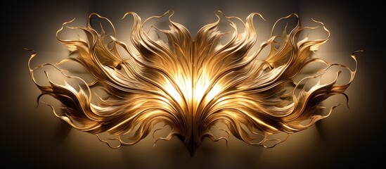 Wall Mural - A macro photograph capturing the intricate details of a golden flower against a dark backdrop, showcasing the beauty of nature and symmetry in art