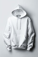 Sticker - White Hooded Sweatshirt Displayed  Against Gray Background