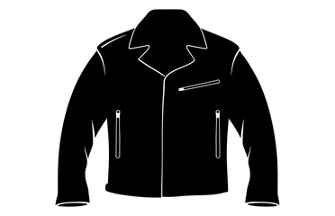 Leather Jacket Vector Silhouette Illustration, Men's casual clothing, Classic biker jacket.