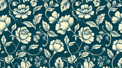 An elegant floral pattern with two colors. Suitable for wallpaper, wrapping paper, backgrounds, and fabrics.