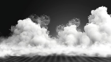 Wall Mural - Modern illustration of white smoke cloud on transparent background. Realistic border with fog. Smoky mist or toxic vapor on floor. Meteorological phenomenon.