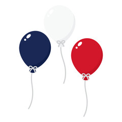 Wall Mural - Blue, white and red colored balloon icons, as the colors of the national flag of France. Flat vector illustration.	