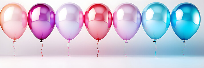 Poster - Bunch of Colorful Holographic Balloons with Confetti. Floating Helium Balloons