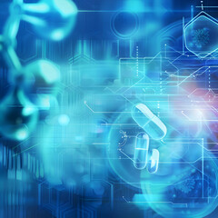Wall Mural - Medical blurred futuristic background, blue.
