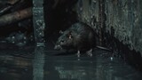 Fototapeta Do akwarium - a rat in the sewer , creepy situation
