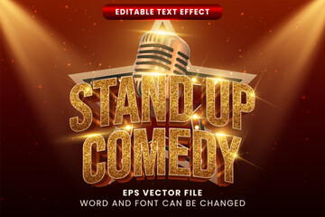 Wall Mural - Stand up comedy luxury golden 3d editable text effect