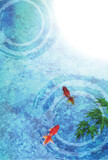 Fototapeta Kosmos - 金魚　夏　水彩　和柄　背景	