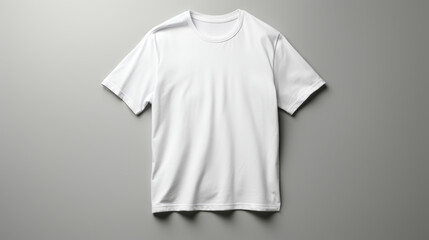 Wall Mural - White t-shirt on grey background. Mockup of t-shirt.