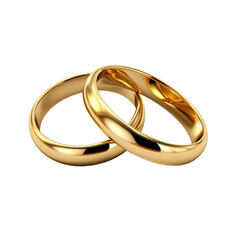 Golden wedding ring isolated on transparent a white background