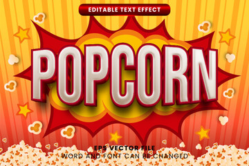 Wall Mural - Popcorn colorful 3d editable text effect