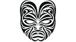 Maori mask tattoo. Polynesian style face. Hawaiian