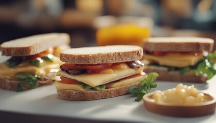 Wall Mural - photo high angle tasty sandwiches with cheese