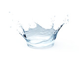 Fototapeta Łazienka - Water crown splash or translucent water splashes, drops and crown in light blue colors. png transparency