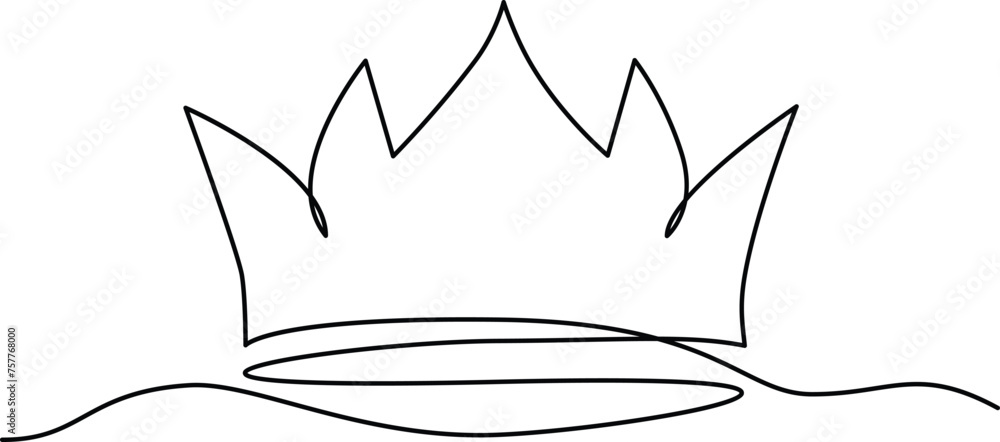Basic Line Crown Continuous one-line crown drawing vector art illustration and outline ...