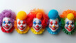 Row of Clown Masks
