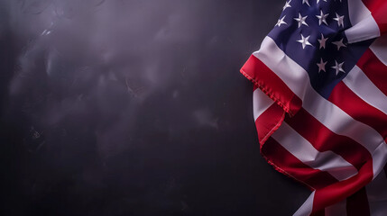 USA flag on grey, copy space, memorial day, Independence day, USA flag, Wavy American Flag on dark grunge background 4th of July, Memorial Day, Labor Day Background 