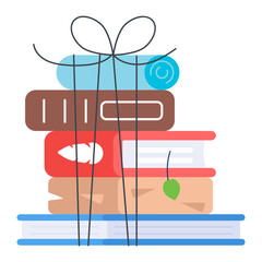 Poster - A well-designed flat icon of wrapped books 