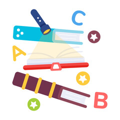 trendy flat icon of primary books