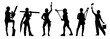 © anom_t - Collection silhouette of female workers in action pose with tools.