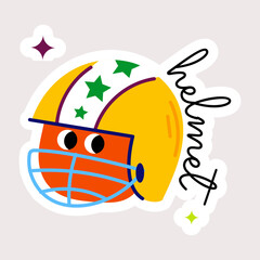 Poster - Easy to edit flat sticker of sports helmet 