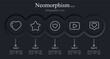Message icon set. Emoji, heart, star, like, video hosting, dating site. Neomorphism style. Vector line icon for business and advertising
