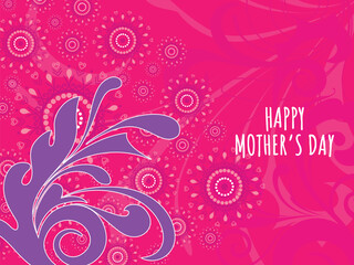 Sticker - Happy Mother Greeting Card Decorate with Pink Floral Design.