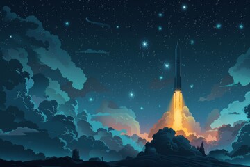 Wall Mural - Space Shuttle Flying Through Galaxy Filled With Stars