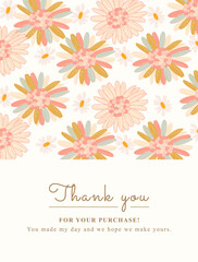 Sticker - greeting card with vintage flowers decoration, suitable for thank you card, wallpaper, background design, wedding, invitation
