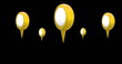 4K digital image shows yellow map pins with grey centers on a black background.