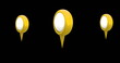 4K digital image of yellow map pins on a black background.