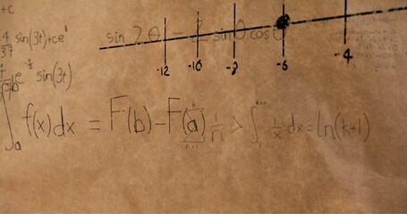 Poster - Math equations and figures animate on a brown background for a 4k back-to-school theme.