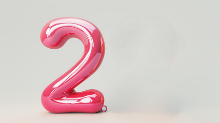 number two balloon - pink number two shaped balloon isolated against a light blue background symboli