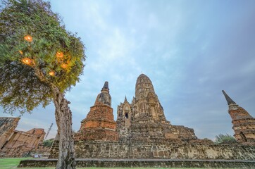 Wall Mural - Wat Ratchaburana, Ayutthaya Province, Thailand, is the oldest temple built in 1424. See pictures of the old remains until today, taken on 26-01-2024.