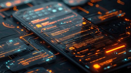 Fototapete - Innovative chat interface on a smartphone, AI conversational action. Ideal for modern communication and tech apps
