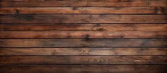 Poster - A closeup of a hardwood plank wall with a brown wood stain, showcasing the natural pattern of the building material. The blurred background highlights the beauty of the hardwood flooring