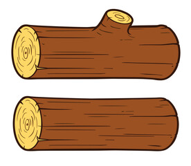 Canvas Print - simple cartoon wood firewood log