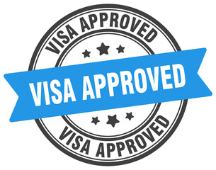 visa approved stamp. visa approved label on transparent background. round sign