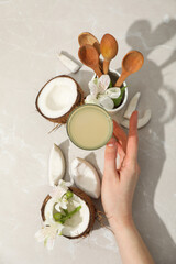 Wall Mural - Coconut water, concept of tasty and natural coconut drink