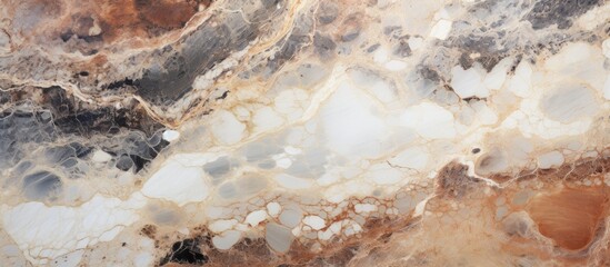 Canvas Print - This closeup shot captures the intricate details of a marble texture, resembling a natural landscape of fluid patterns reminiscent of hot springs and bedrock formations