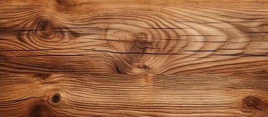 Poster - A detailed closeup of brown hardwood flooring with visible knots and unique grain patterns, showcasing the beauty of natural wood in a plank landscape