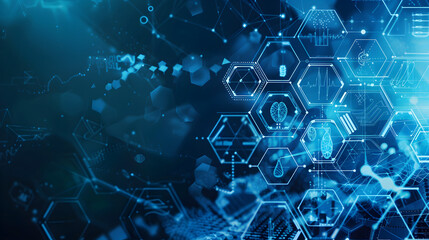 Wall Mural - Medical blurred futuristic background, blue.