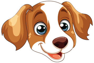 Wall Mural - Cartoon of a happy, brown and white dog