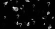 Image of light bulb icons and question marks on black background