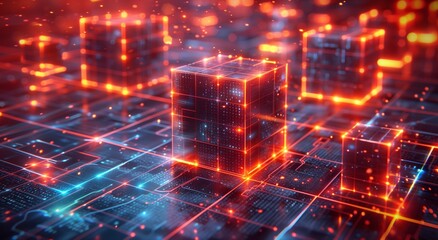 Futuristic digital blockchain network concept