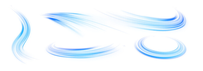 Fototapete - Blue wave curved lines for presentations, illustration of articles and publications on technological trends and innovations, covers of technological magazines. Light arc in blue colors.	
